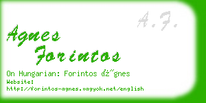 agnes forintos business card